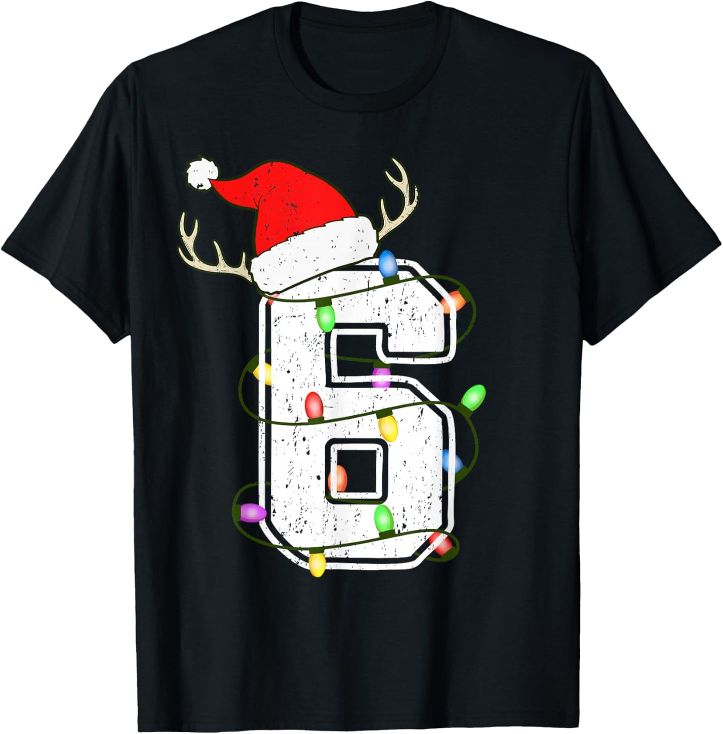 Number 6 6th Birthday Boy Six Christmas Happy Birthday Kids T-Shirt - T-Shirt | Black