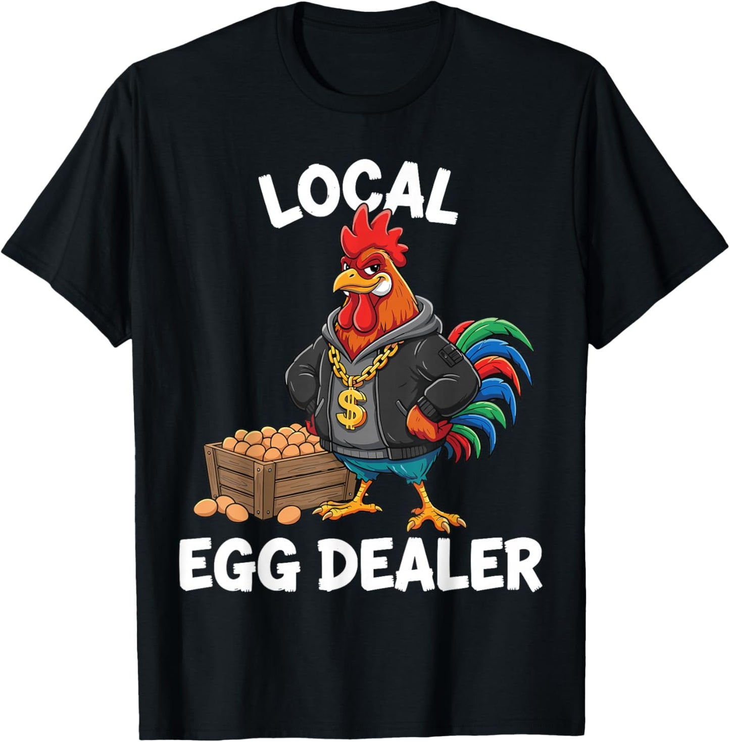 Retro Local Egg Dealer Shirt, Funny Easter Chicken Farmer T-Shirt - T-Shirt | Black