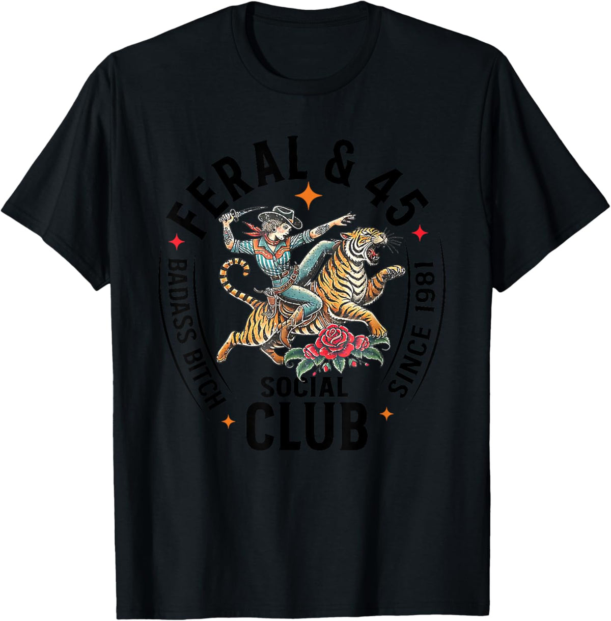 Feral & 45 Social Club Since 1981 T-Shirt - T-Shirt | Black