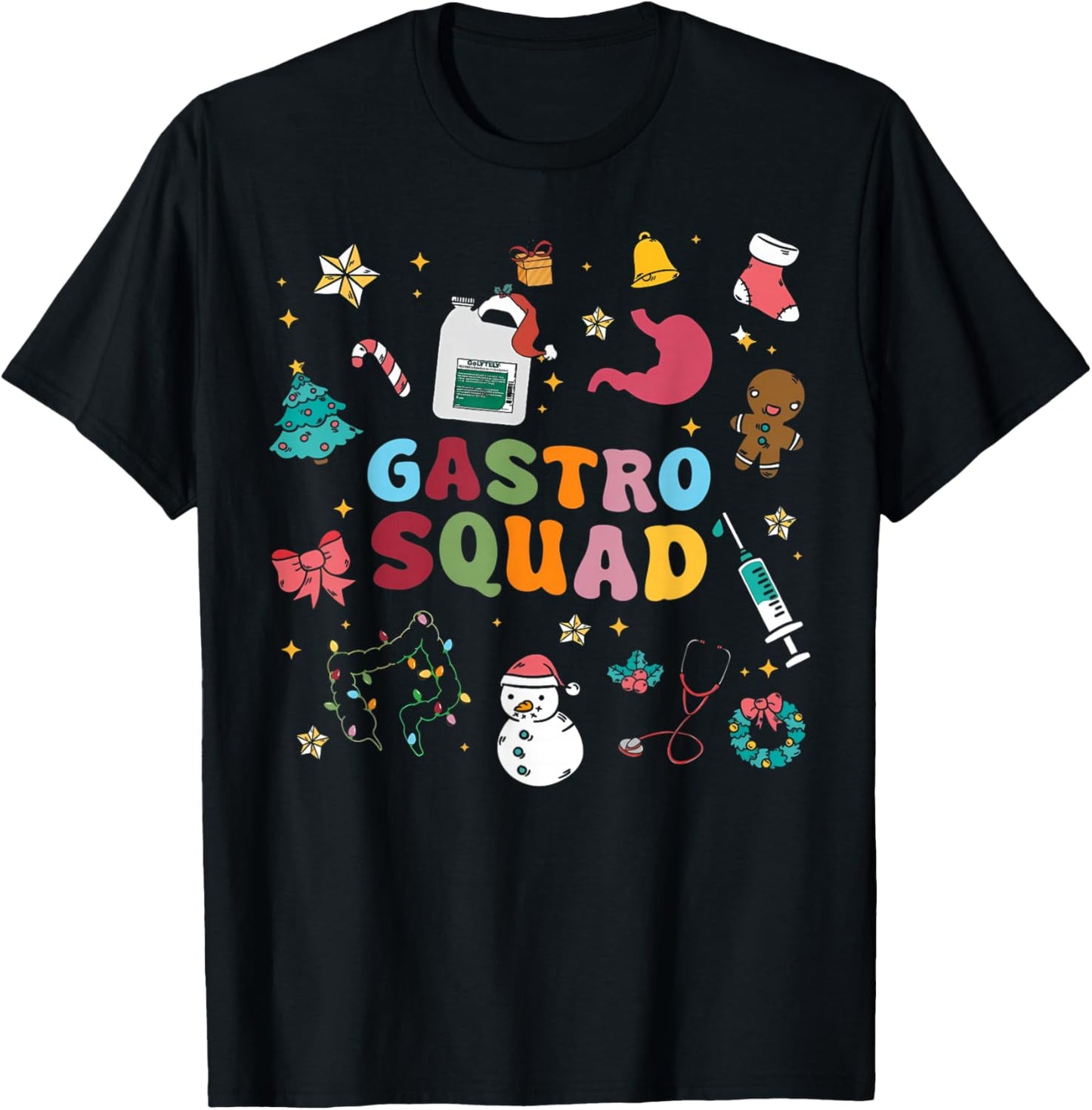 Gastro Squad GI Nurse Christmas Endoscopy Gastroenterology T-Shirt - T-Shirt | Black