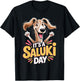 It's a Saluki Day Cartoon Pet Dog Breed Persian Greyhound T-Shirt - T-Shirt | Black