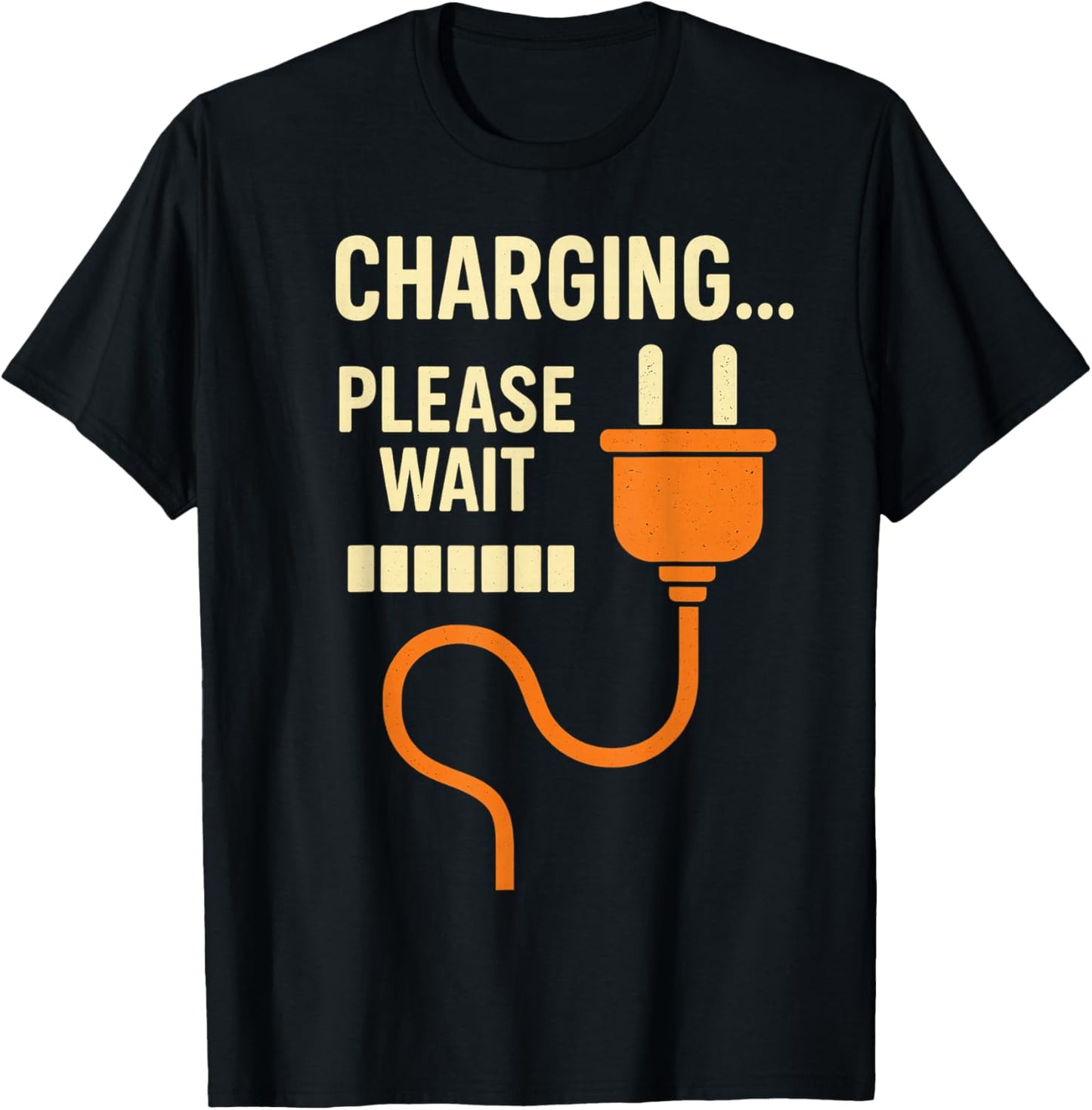Charging... Please Wait Retro Plug Funny Loading Graphic T-Shirt - T-Shirt | Black
