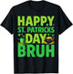 Happy St Patrick's Day Bruh Leprechaun Hat Shamrock Boy Kids T-Shirt - T-Shirt | Black
