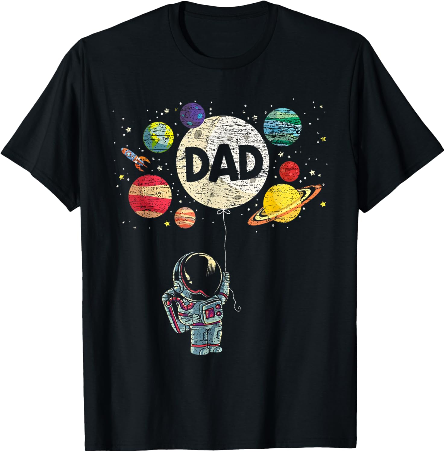 Dad of The Birthday Boys Space Astronaut Family Party Daddy T-Shirt - T-Shirt | Black