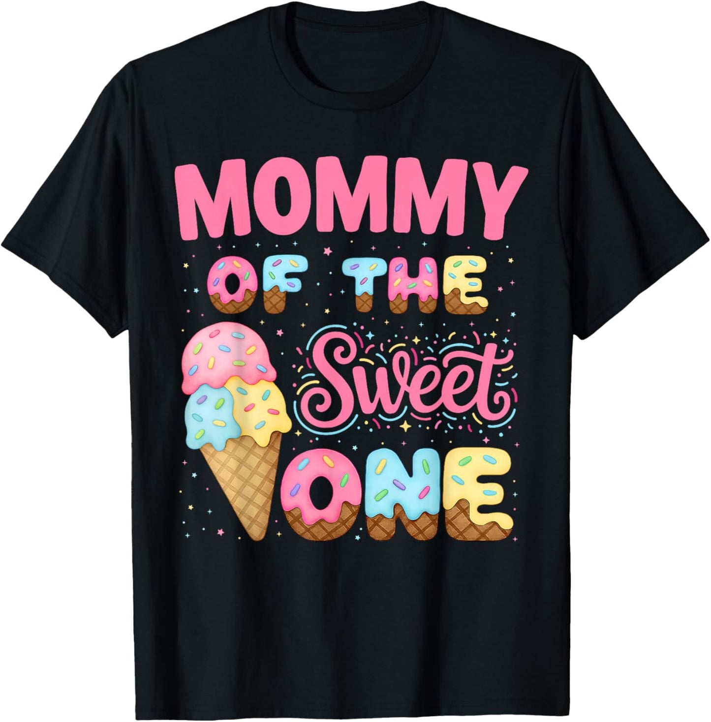 Mommy of The Sweet One Ice Cream Matching Birthday Family T-Shirt - T-Shirt | Black