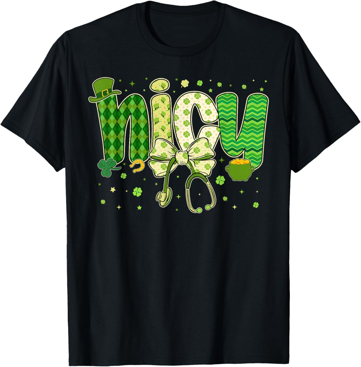 St Patricks NICU Nurse Neonatal Coquette Saint Patrick T-Shirt - T-Shirt | Black
