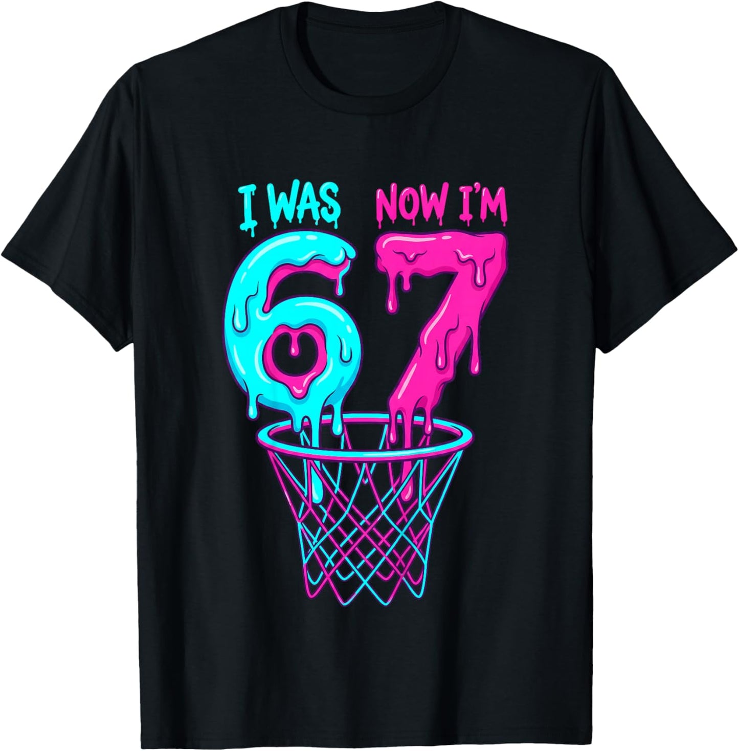 I was 6 Now I'm 7 Years Old Birthday Bday 67 Six Seven Meme T-Shirt - T-Shirt | Black