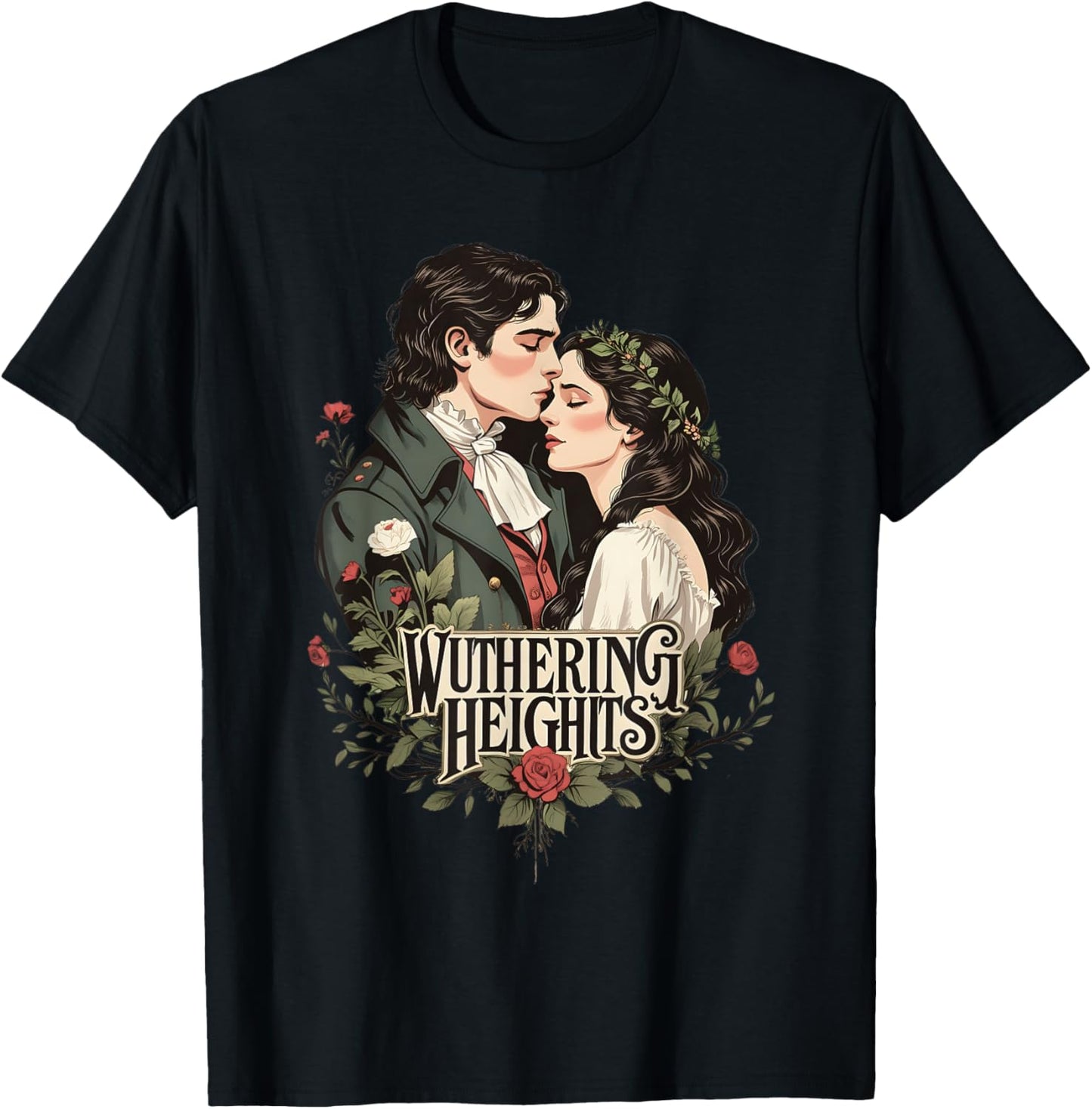 Wuthering Heights, Emily Bronte and Heathcliff Lovers T-Shirt - T-Shirt | Black