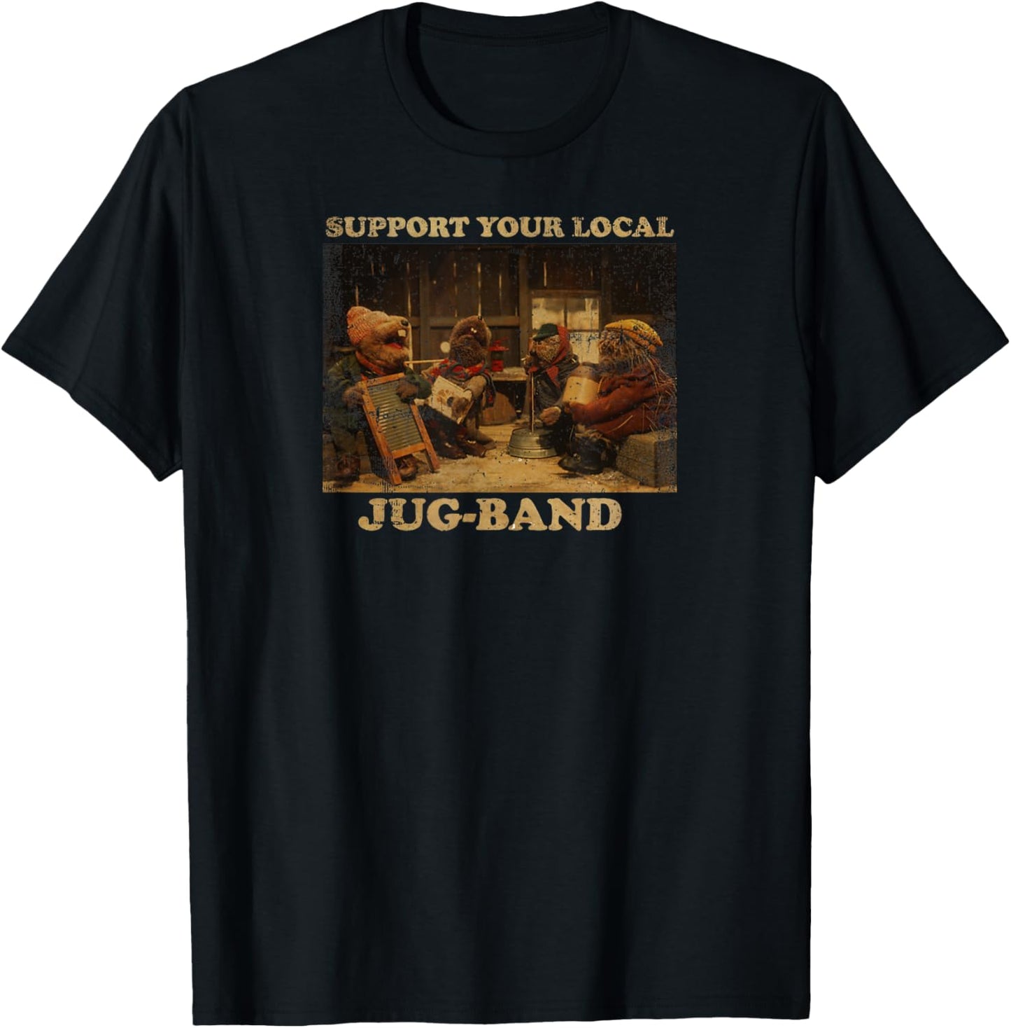 Vintage Support Local JUG-Band Graphic Music Musician Joke T-Shirt - T-Shirt | Black