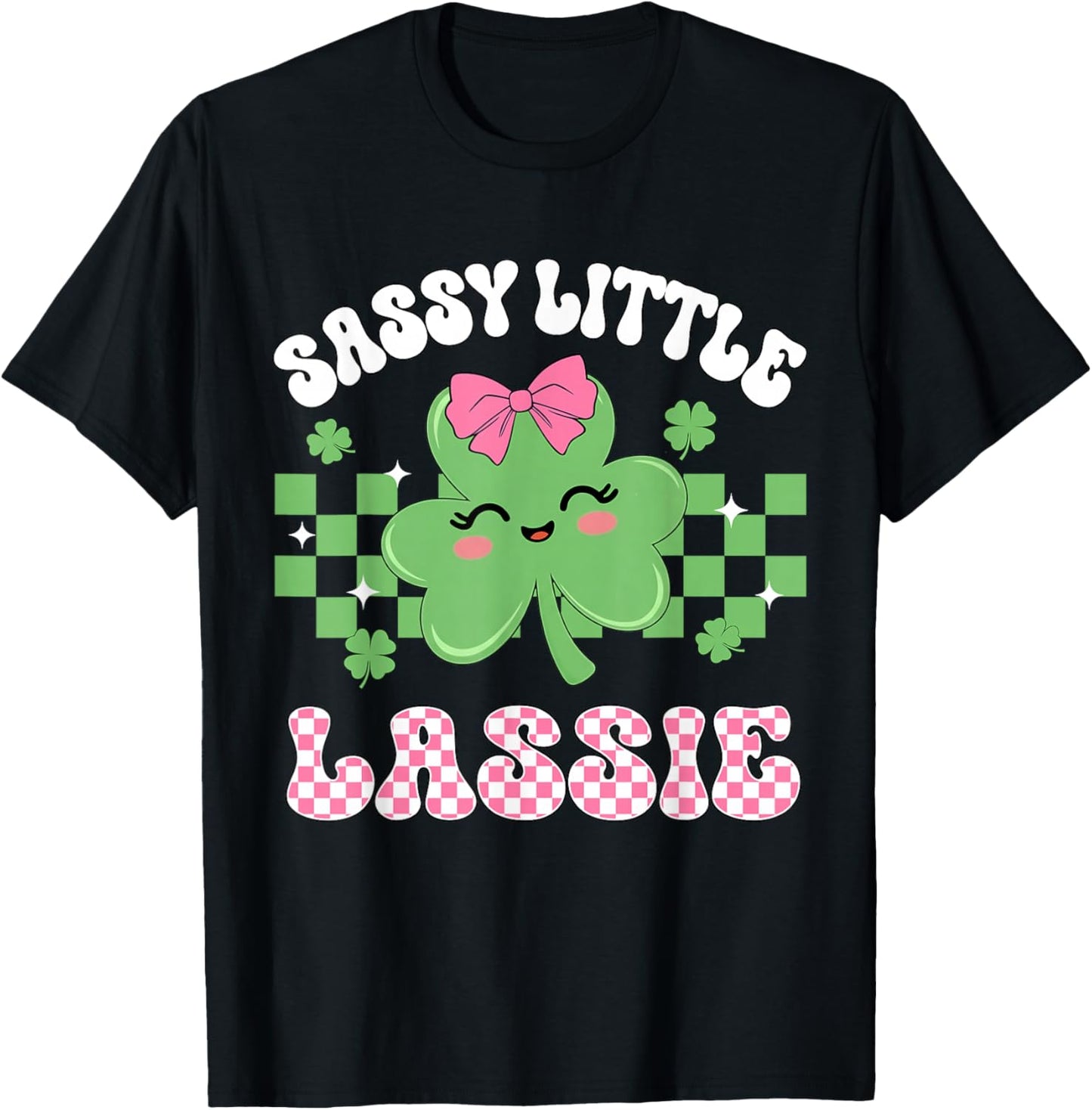 St Patricks Day Shamrock Sassy Little Lassie Irish Girls Kid T-Shirt - T-Shirt | Black