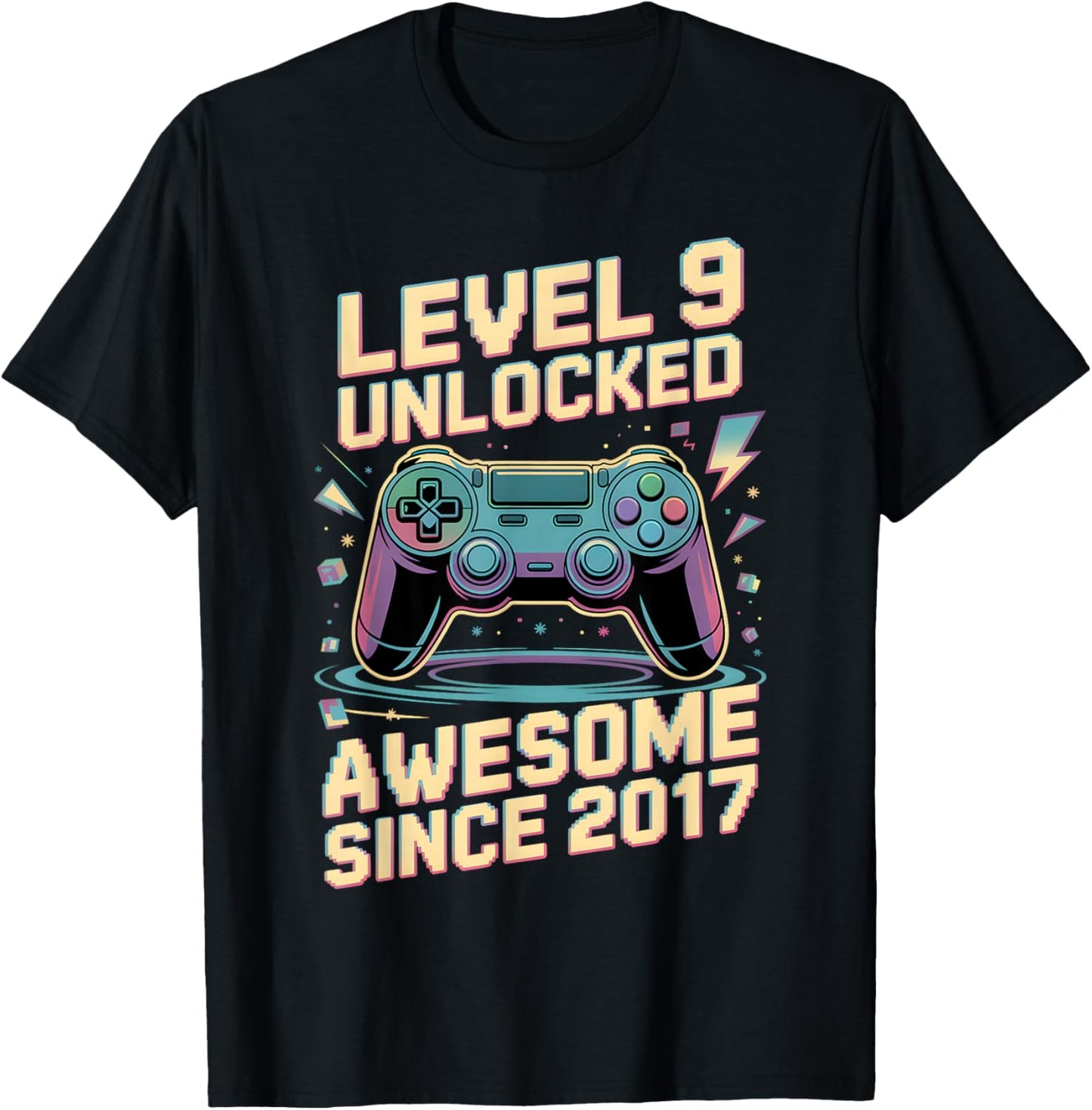 9th Birthday Boy Gift Level 9 Gamer 2017 9 Year Old Party T-Shirt - T-Shirt | Black