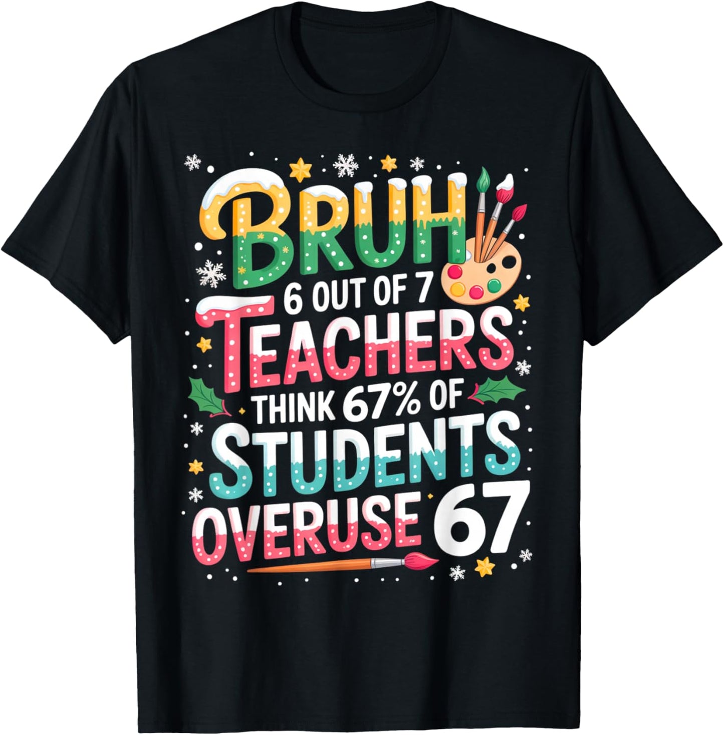 6 Out of 7 Teachers Think 67% of Students Overuse 67 Meme T-Shirt - T-Shirt | Black