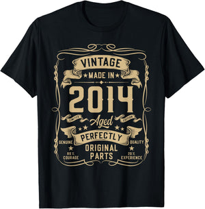 Vintage 2014 11yr 11th Birthday Gifts Boys Girls 11 Year Old T-Shirt - T-Shirt | Black