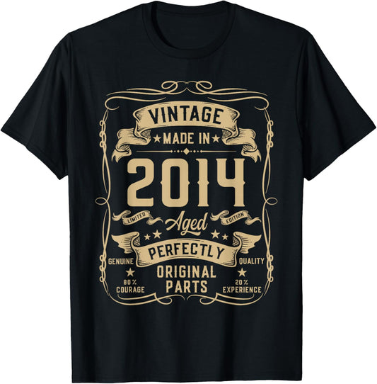 Vintage 2014 11yr 11th Birthday Gifts Boys Girls 11 Year Old T-Shirt - T-Shirt | Black
