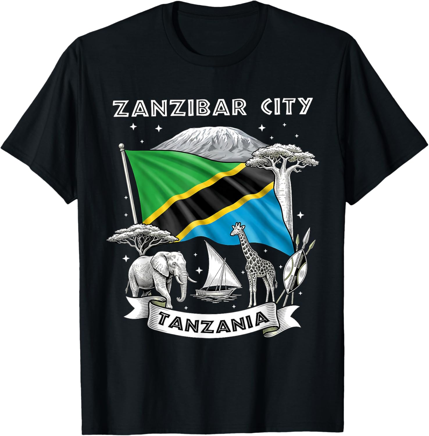 Zanzibar City Tanzania African Metropolis Graphic T-Shirt - T-Shirt | Black