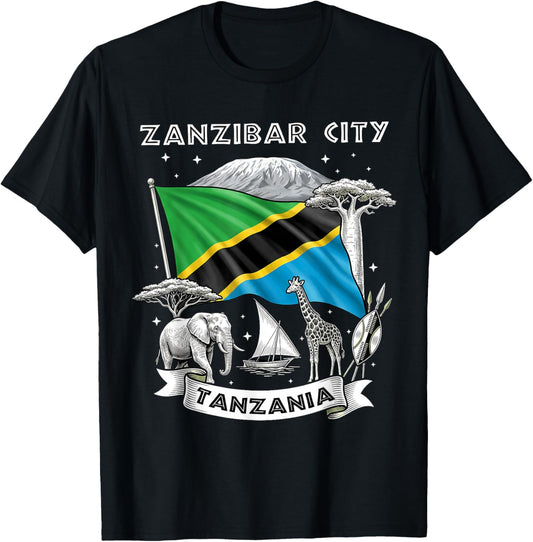 Zanzibar City Tanzania African Metropolis Graphic T-Shirt - T-Shirt | Black