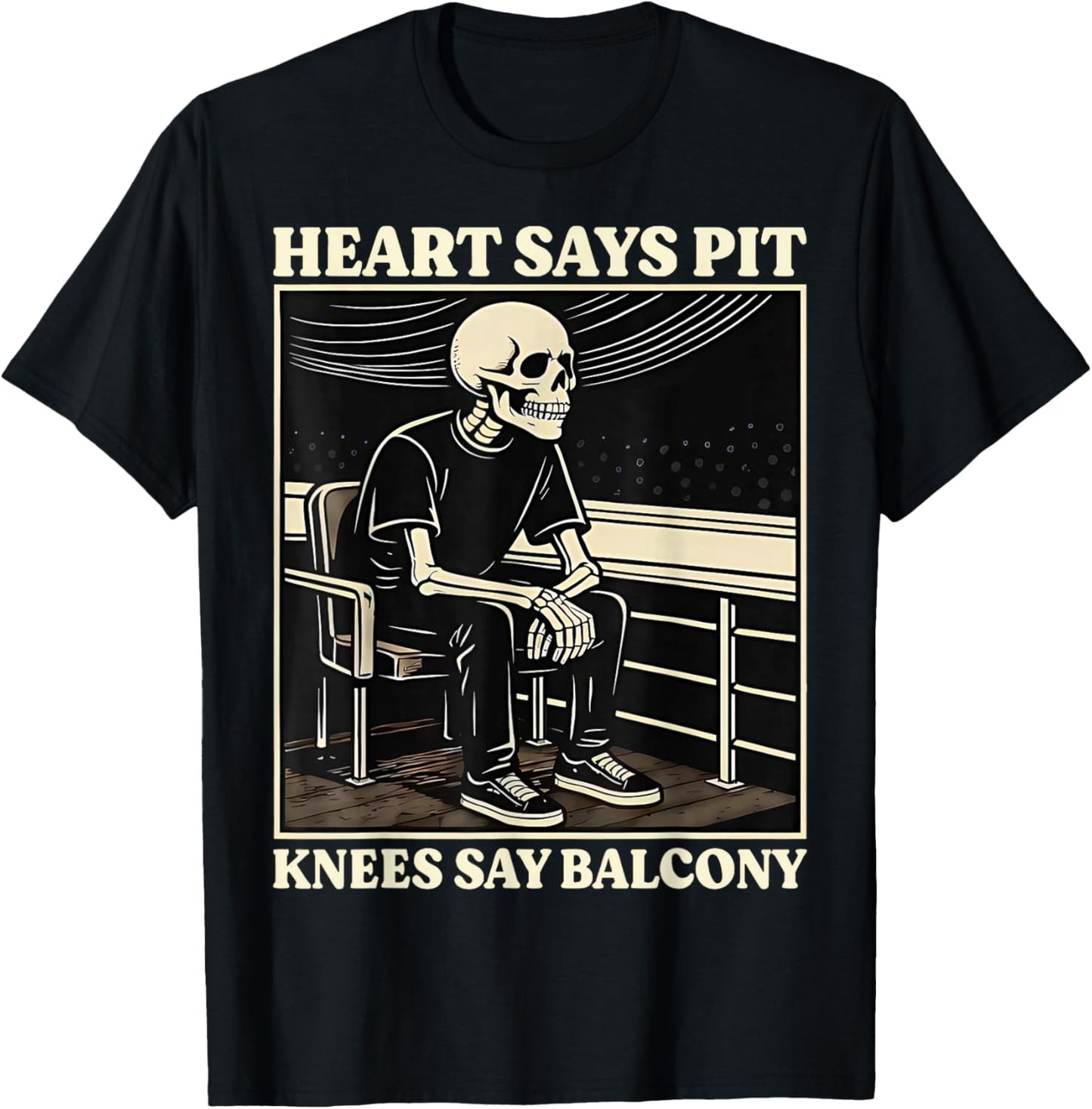 Retro Heart Says Pit Knees Say Balcony Men T-Shirt - T-Shirt | Black