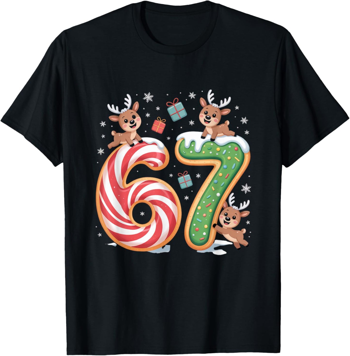 Christmas 67 Funny Xmas Six Seven Ugly Sweater 6-7 T-Shirt - T-Shirt | Black
