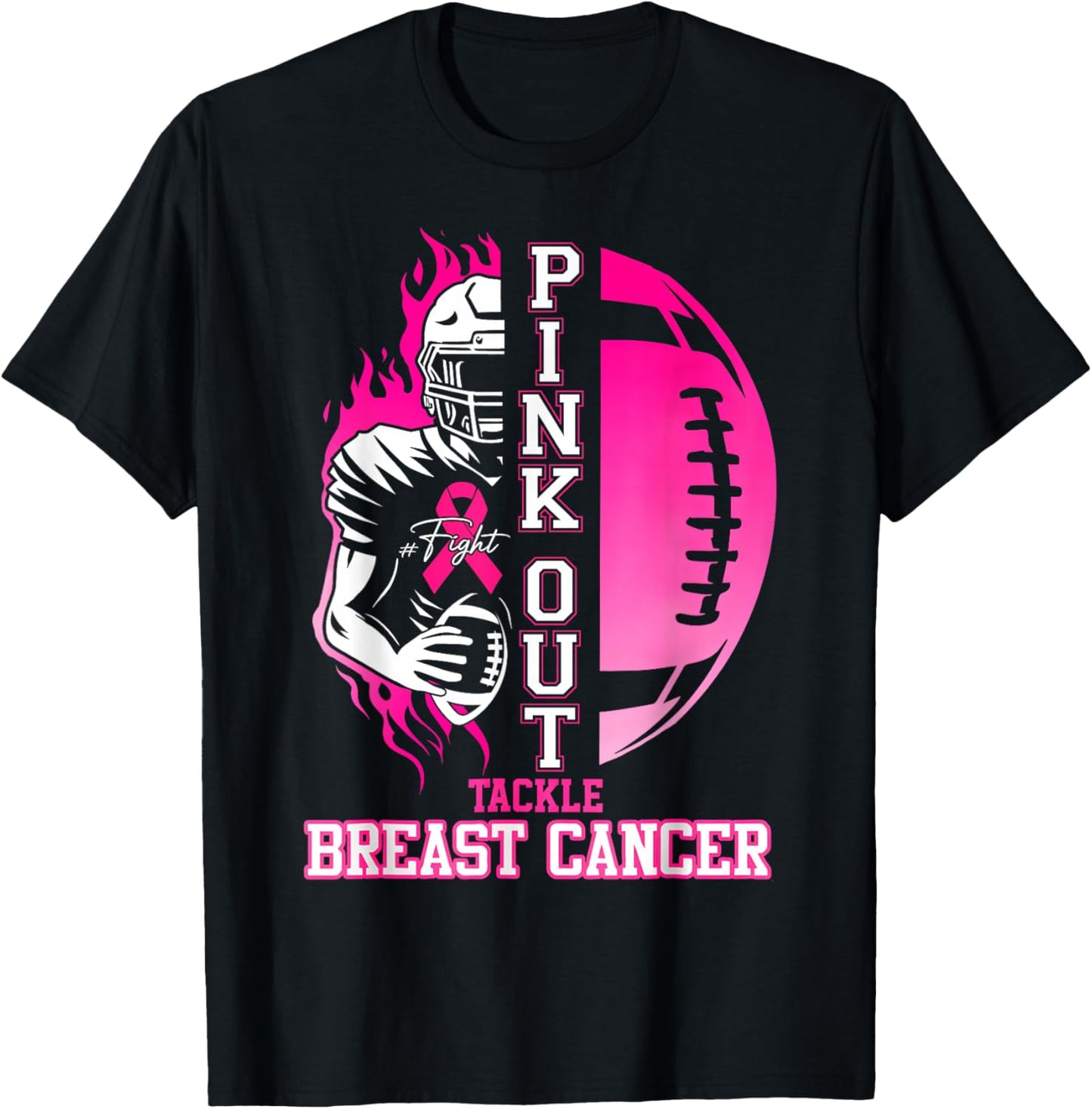 Tackle Breast Cancer Awareness Pink Out American Football T-Shirt - T-Shirt | Black