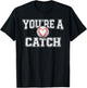 Funny You're A Catch Baseball Pun Heart Kids Boys Valentines T-Shirt - T-Shirt | Black