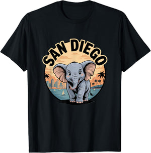 San Diego Elephant Cute Animal City Zoo Park T-Shirt - T-Shirt | Black
