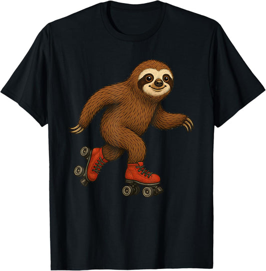 Sloth Roller Skates Skating T-Shirt - T-Shirt | Black