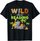 Wild About Reading Books Reader Librarian Wild Animals Lover T-Shirt - T-Shirt | Black