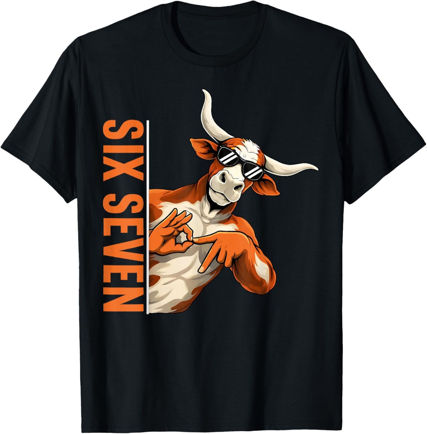Funny Six Seven 67 Longhorn Meme Gifts for Kids Boys Men T-Shirt - T-Shirt | Black