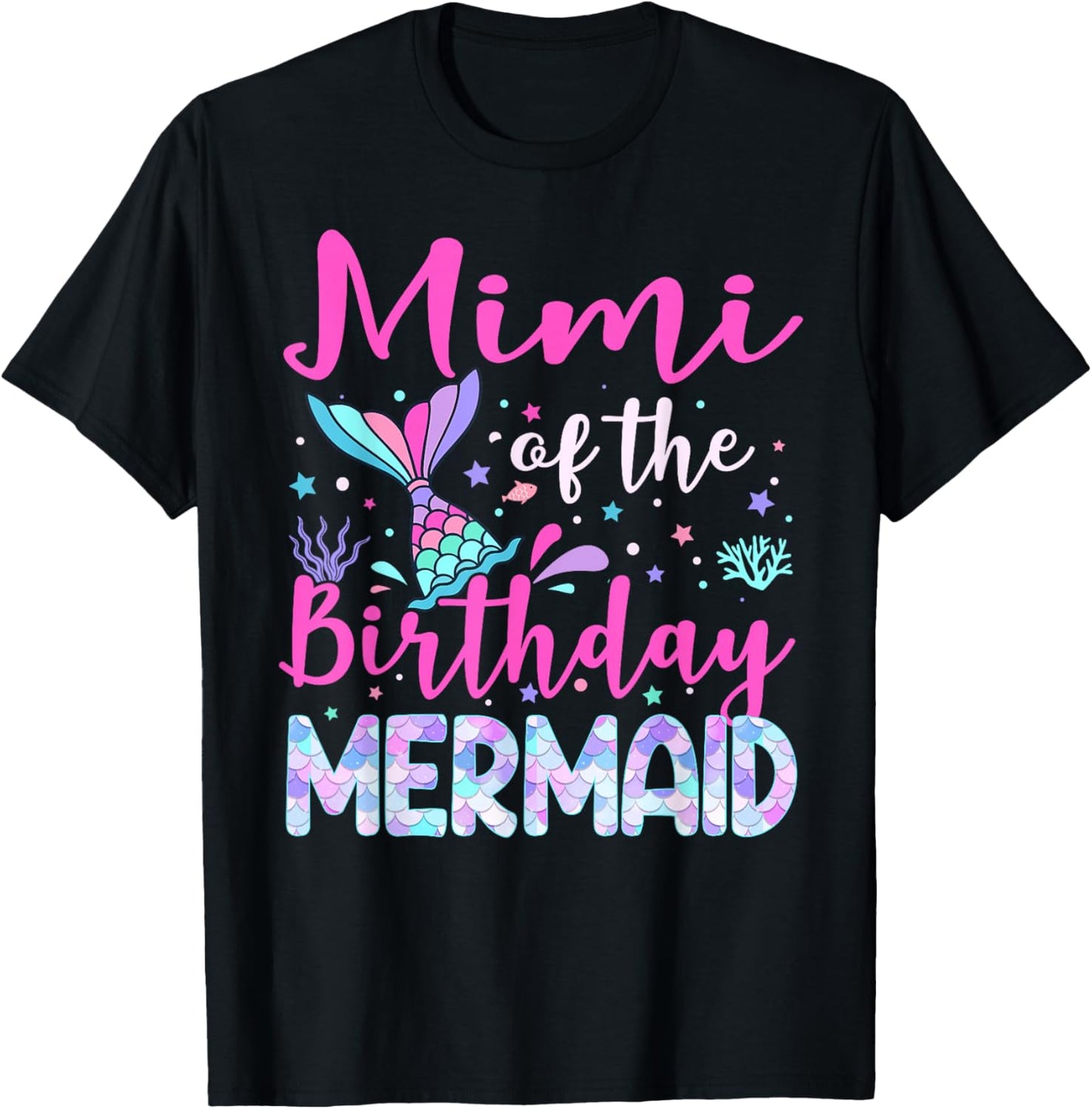 Mimi of The Birthday Mermaid Family Mimi T-Shirt - T-Shirt | Black