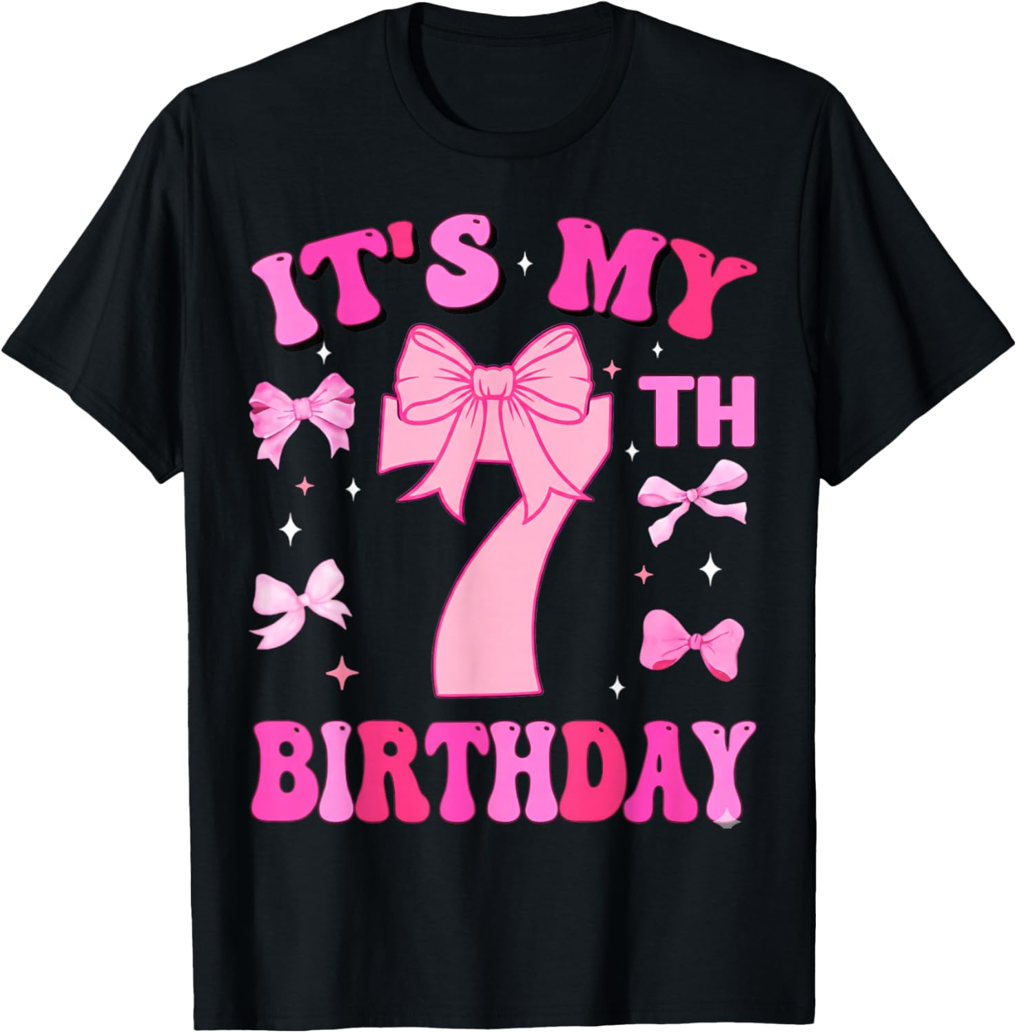 7th Birthday Girls Seven Years Old It's My 7 Bday T-Shirt - T-Shirt | Black