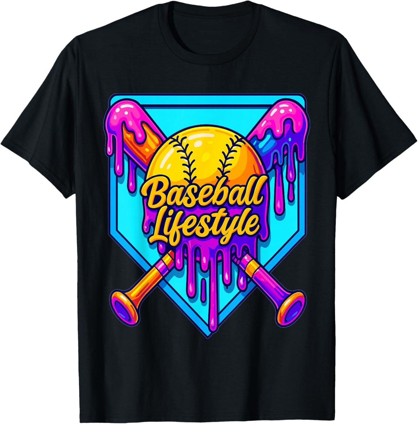 Baseball Drip Outfit Boys, Ice Cream Drip Baseball Lifestyle T-Shirt - T-Shirt | Black