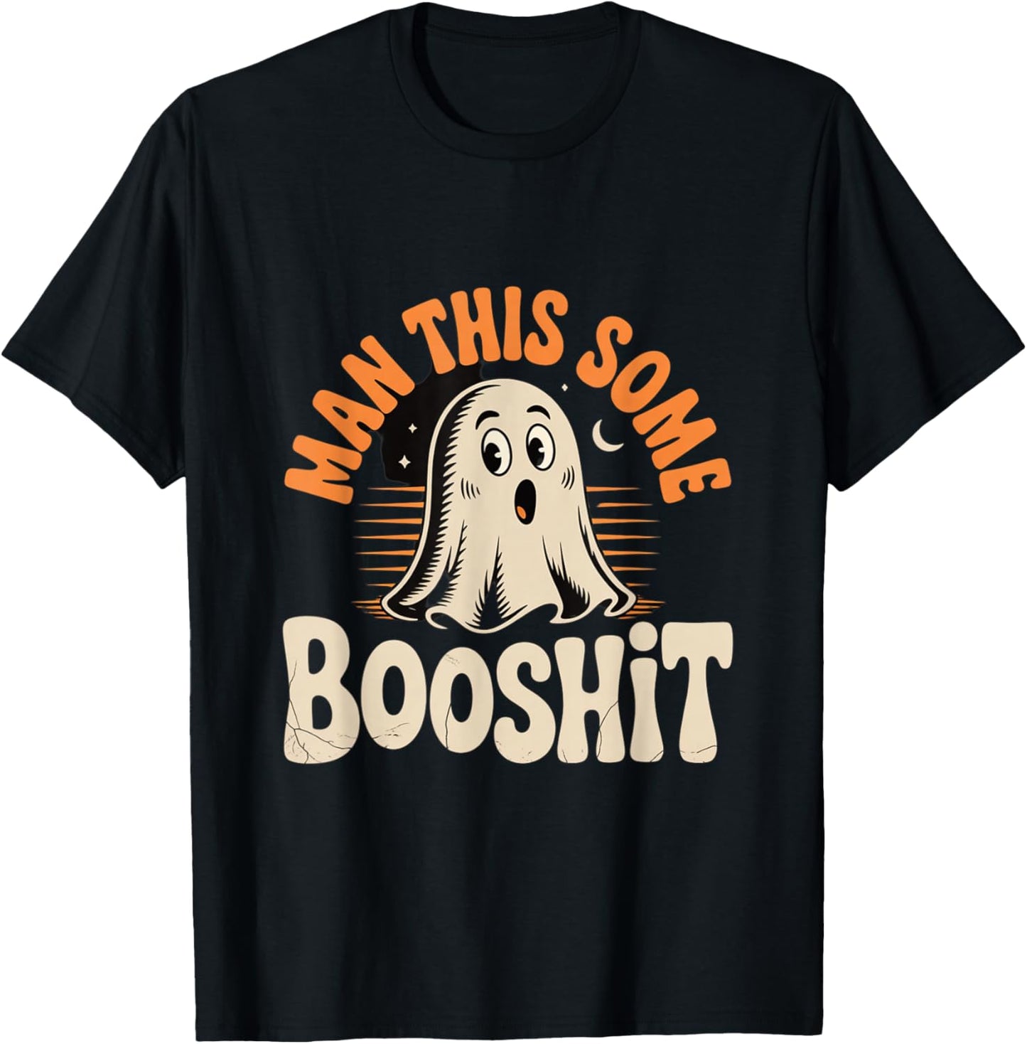 Man This Some Booshit Funny Ghost Halloween Design T-Shirt - T-Shirt | Black