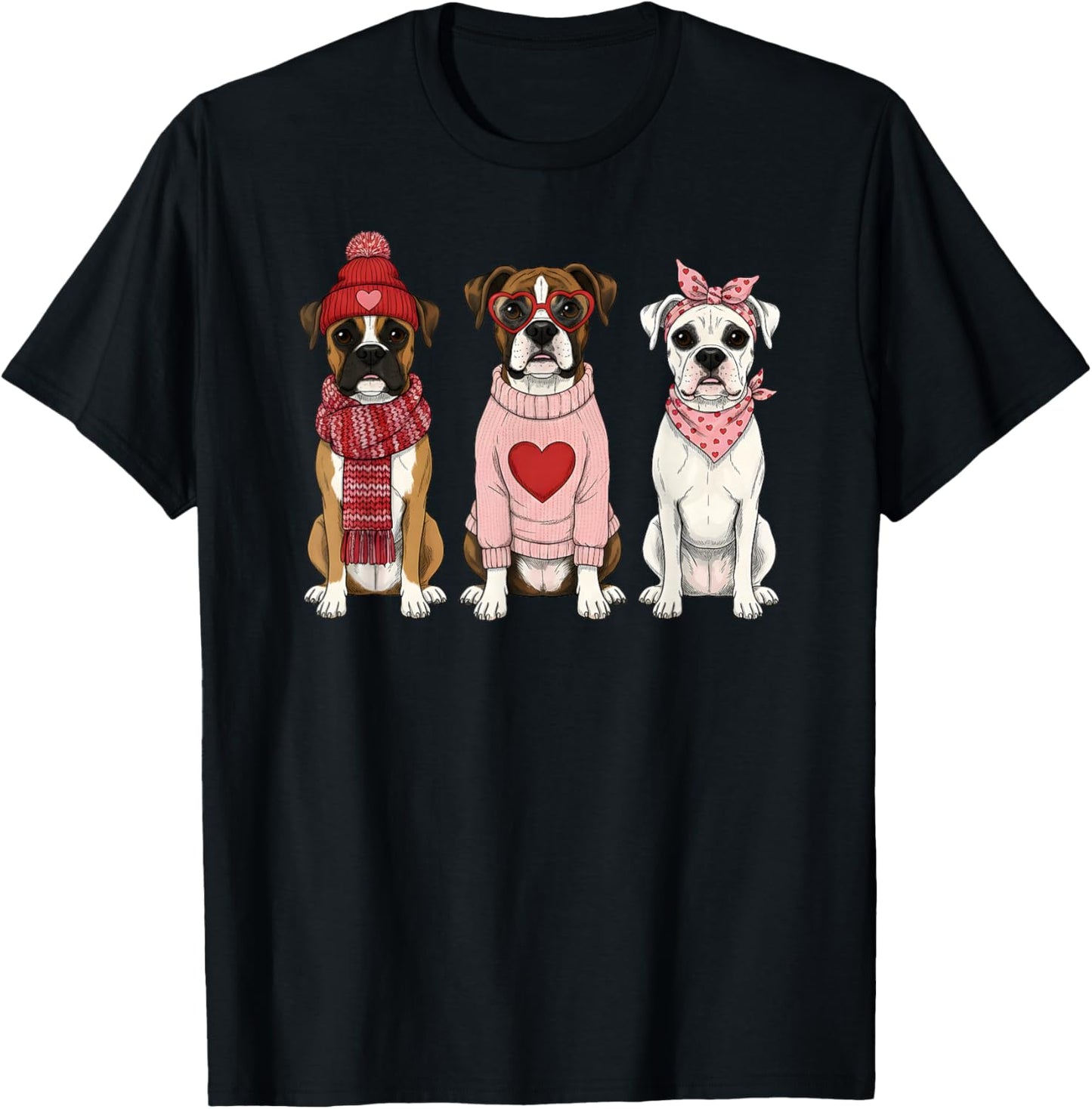 Cute Boxer Dog Valentine T-Shirt - T-Shirt | Black
