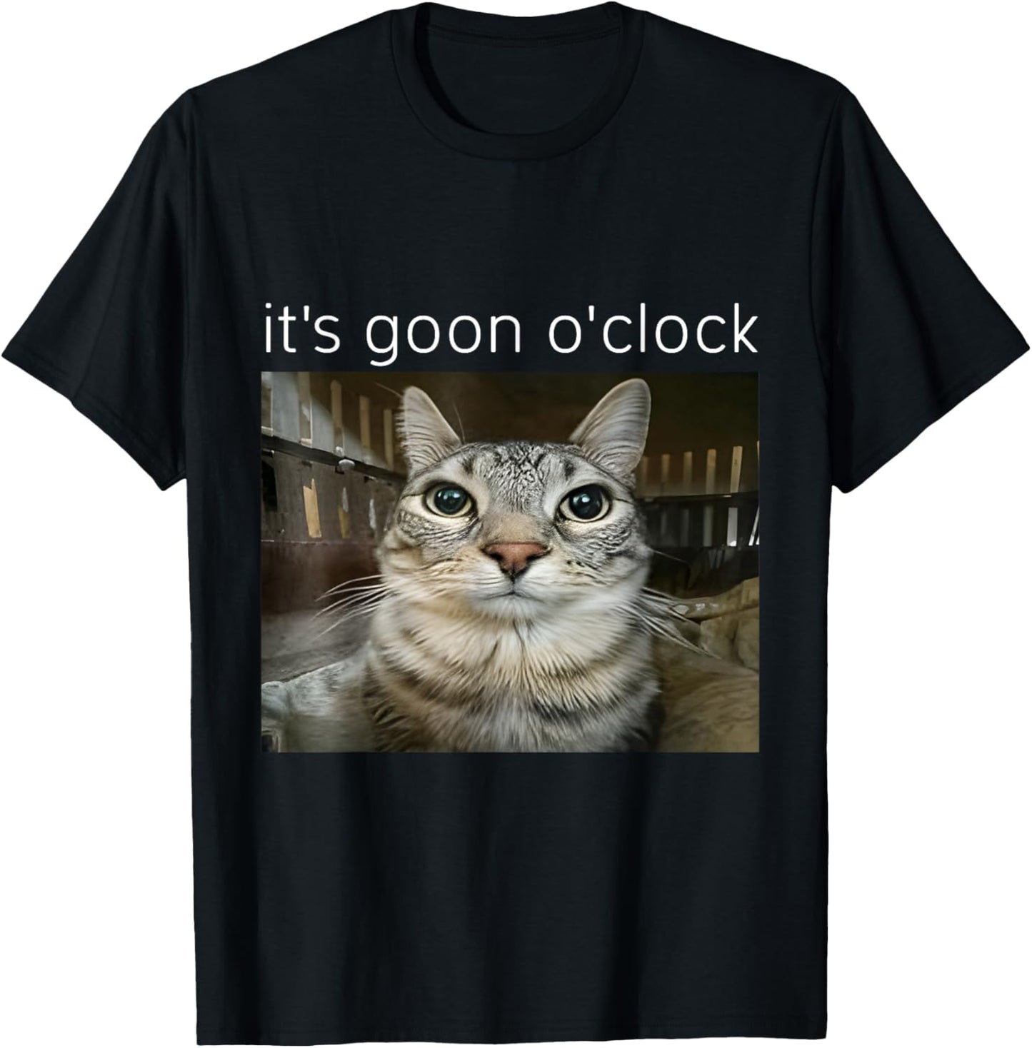 It's Goon O'clock Funny Kitten Cat Meme Gen Z Humor T-Shirt - T-Shirt | Black