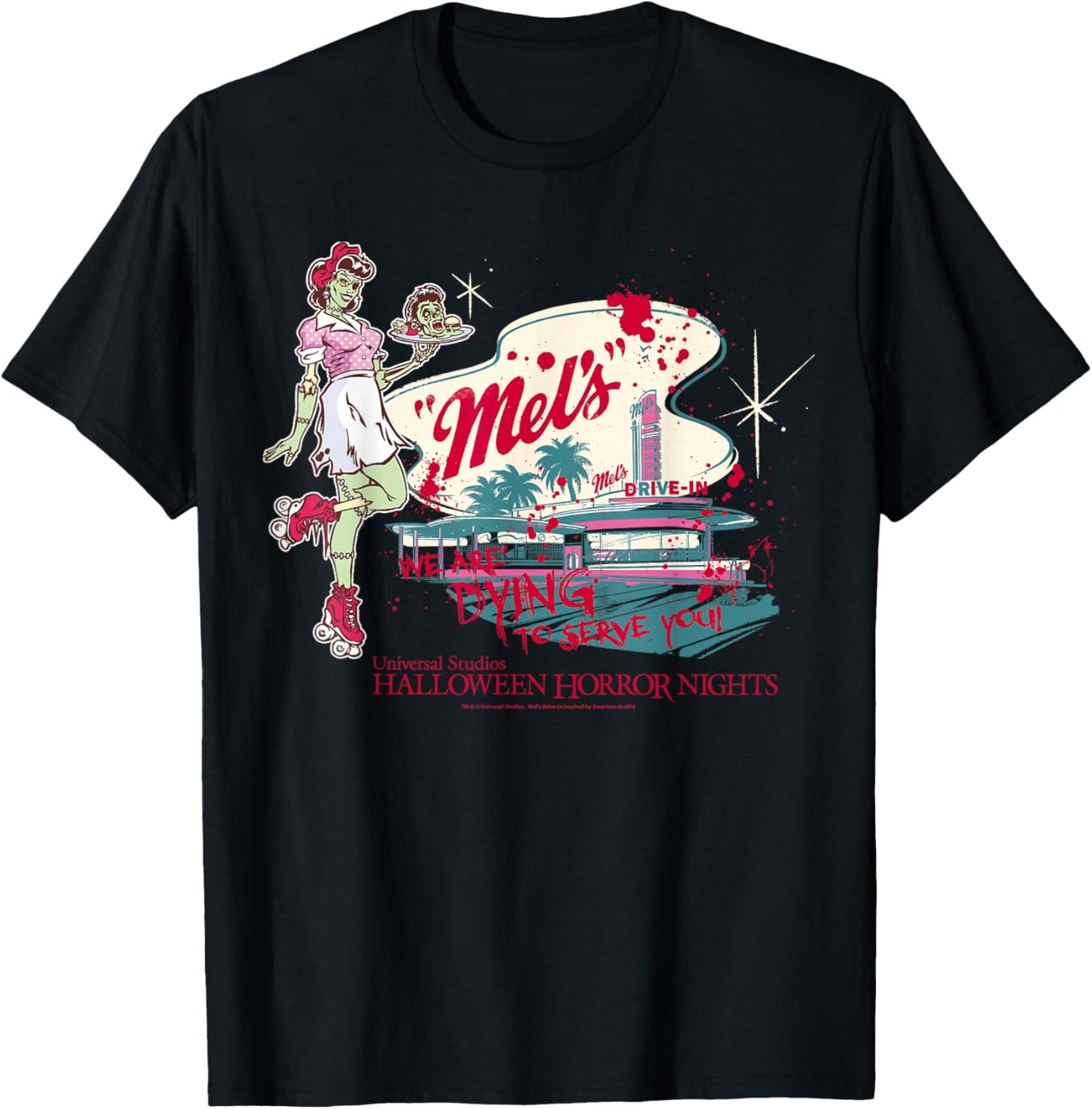 Halloween Horror Nights Mel’s Drive-in Zombie Carhop T-Shirt - T-Shirt | Black