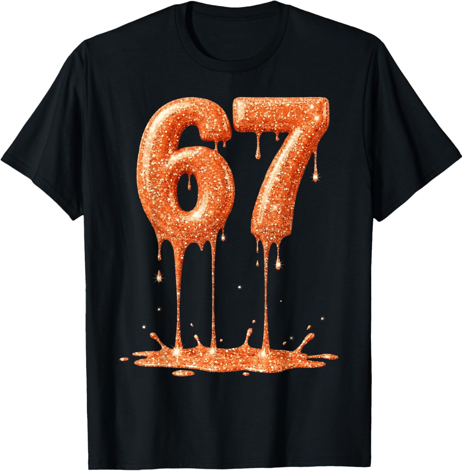 Funny Six Seven 6 7 Meme Orange Dripping 6-7 Youth 67 Drip T-Shirt - T-Shirt | Black