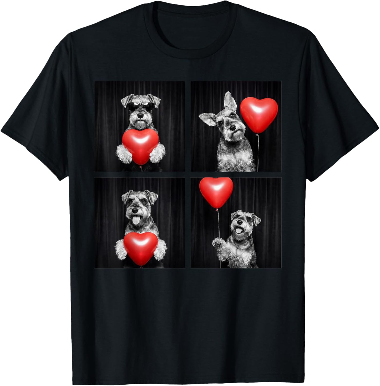 Funny Schnauzer Photobooth Dog Lover Design Valentines T-Shirt - T-Shirt | Black