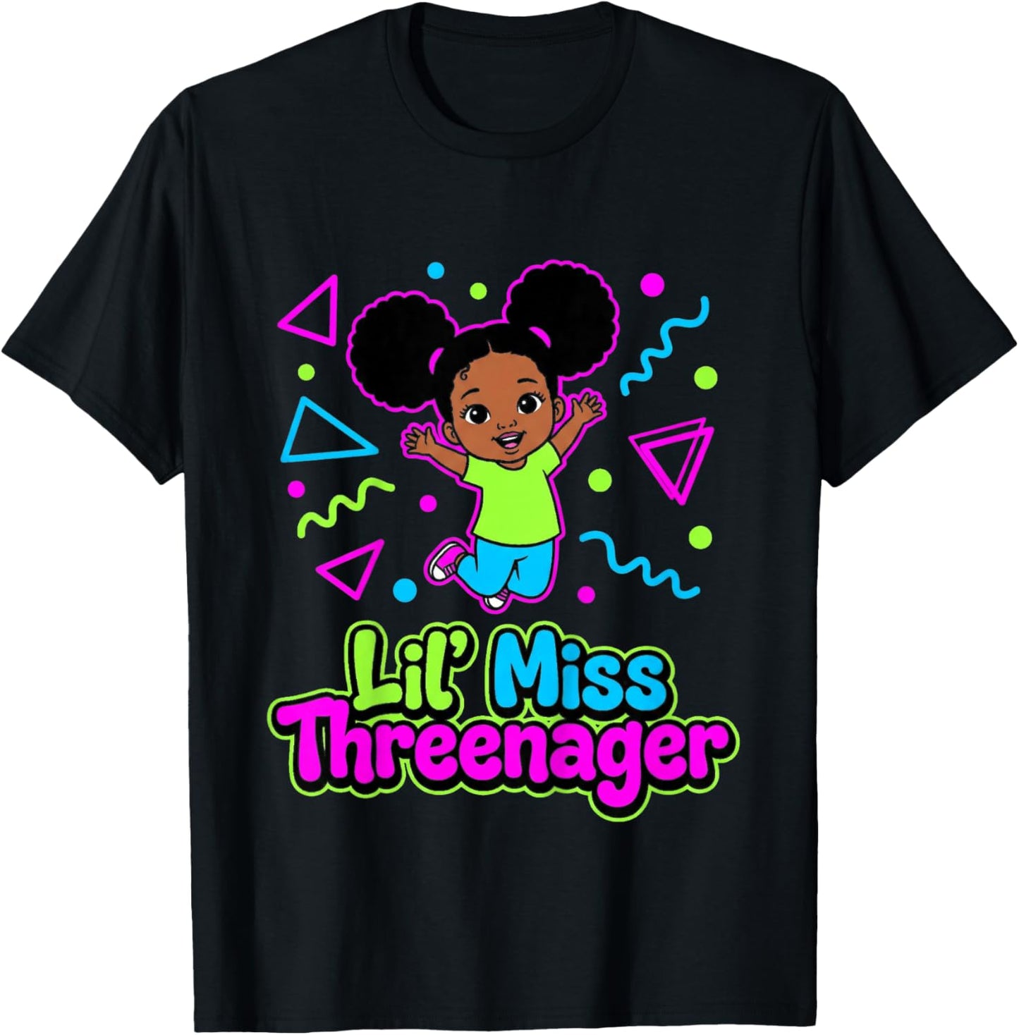 3rd Birthday Girl Sassy Toddler Lil Miss Threenager T-Shirt - T-Shirt | Black