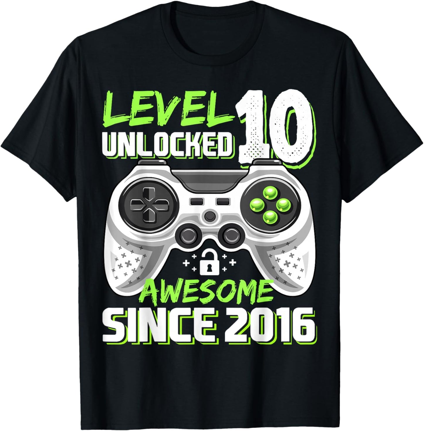 Level 10 Unlocked Birthday Boy Gamer 10th Video Game 2016 T-Shirt - T-Shirt | Black