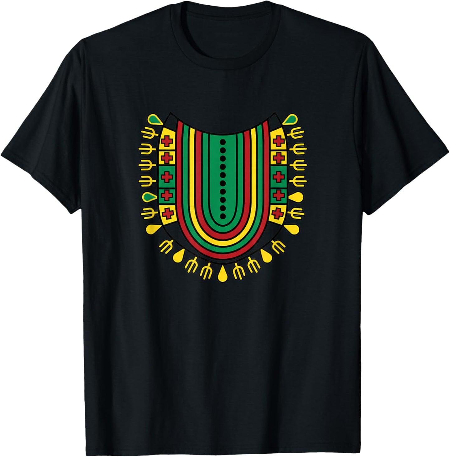 Afrocentric Dashiki Kids African Heritage Pattern Rasta Vibe T-Shirt - T-Shirt | Black