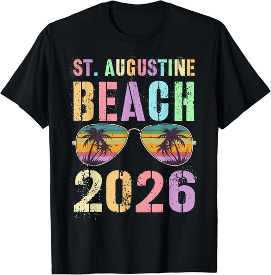 Cute ST Augustine Beach 2026 Vacation Swimming Trip Matching T-Shirt - T-Shirt | Black