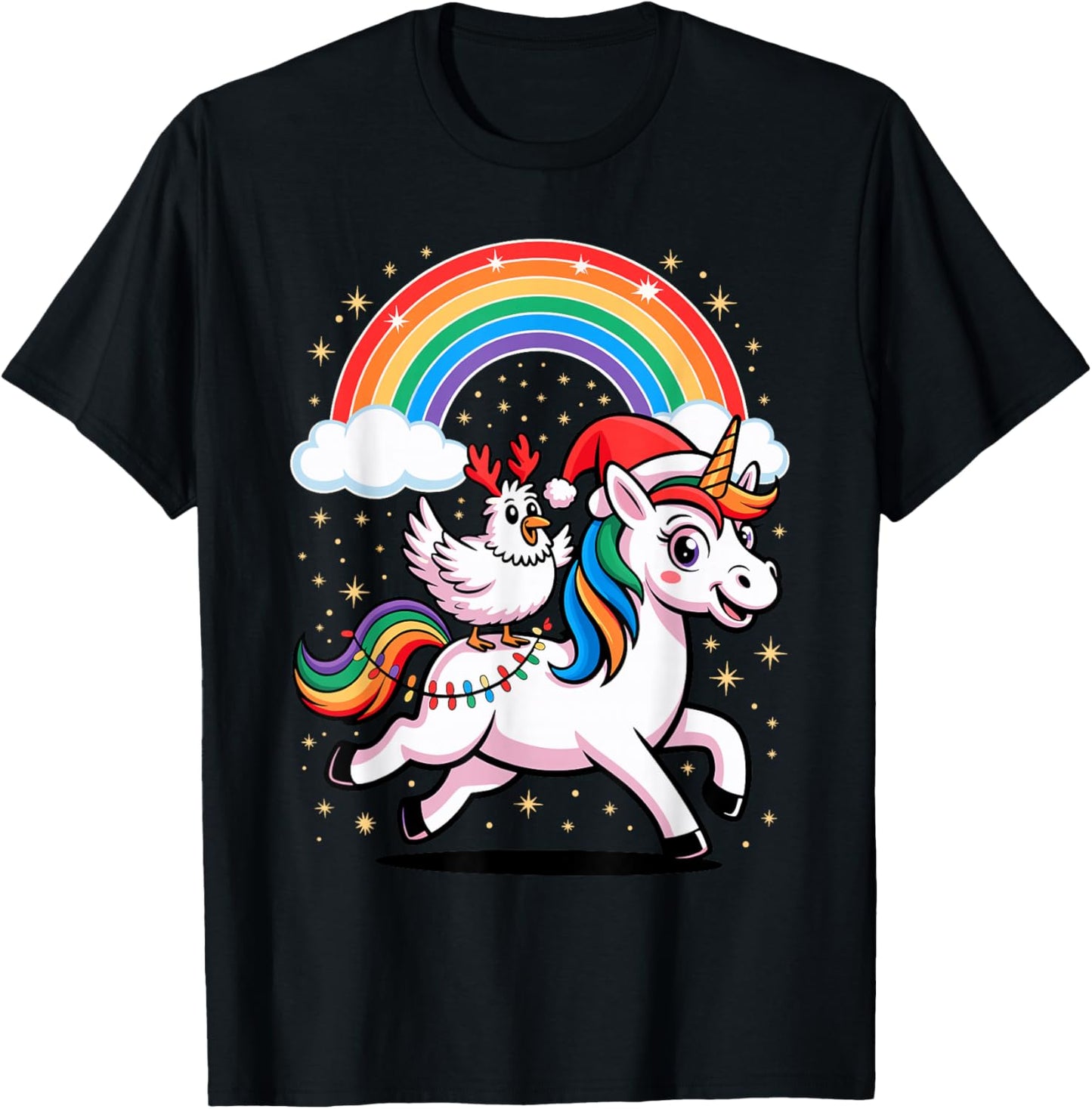 Chicken Unicorn Rainbow Chickens T-Shirt - T-Shirt | Black