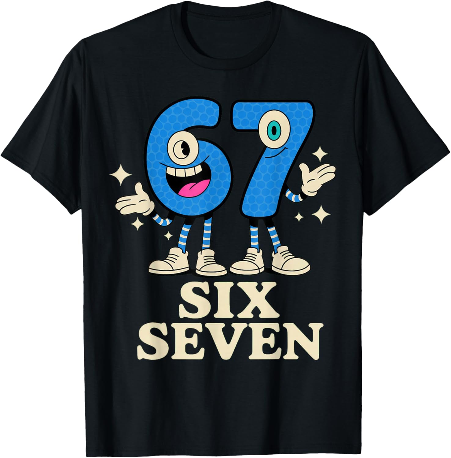 67 Six Seven 6-7 - Italian Brainrot Kids Gaming Meme T-Shirt - T-Shirt | Black