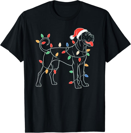 Labrador Retriever Dog Christmas Lights Xmas Pet Animal Dog T-Shirt - T-Shirt | Black