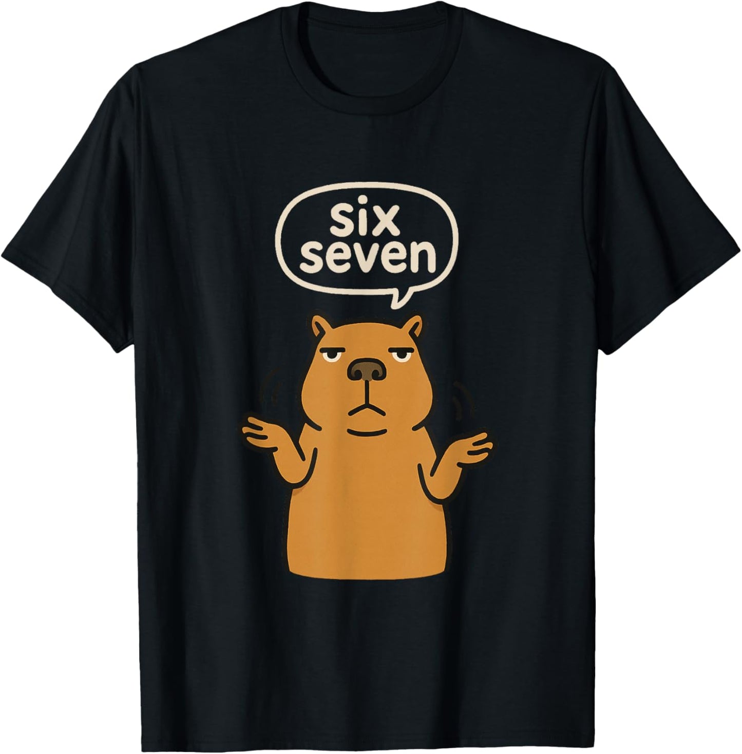 67 Six Seven 6-7 Capybara - Funny Slang Brainrot Gamer Meme T-Shirt - T-Shirt | Black