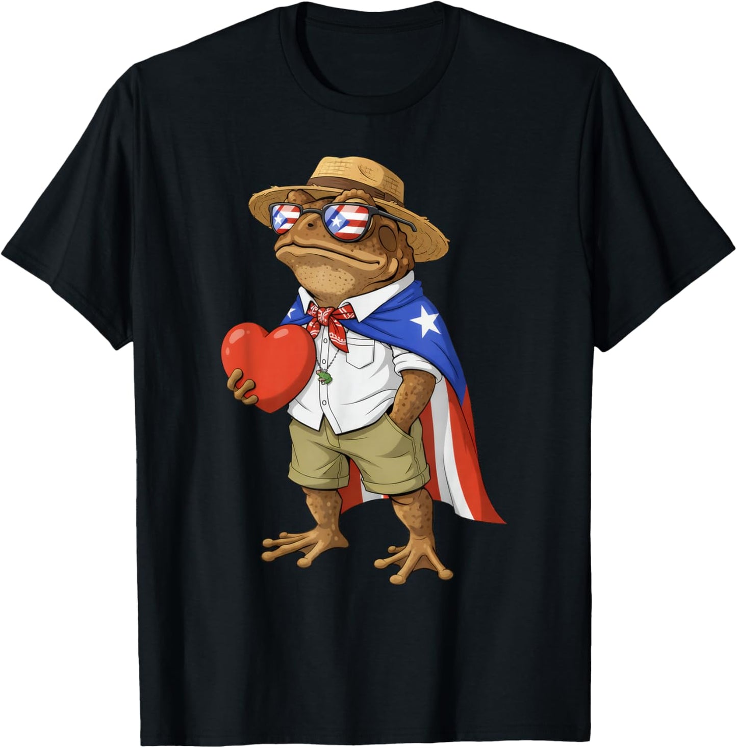 Coqui Frog Puerto Rico Flag Puerto Rican Valentine Heart T-Shirt - T-Shirt | Black
