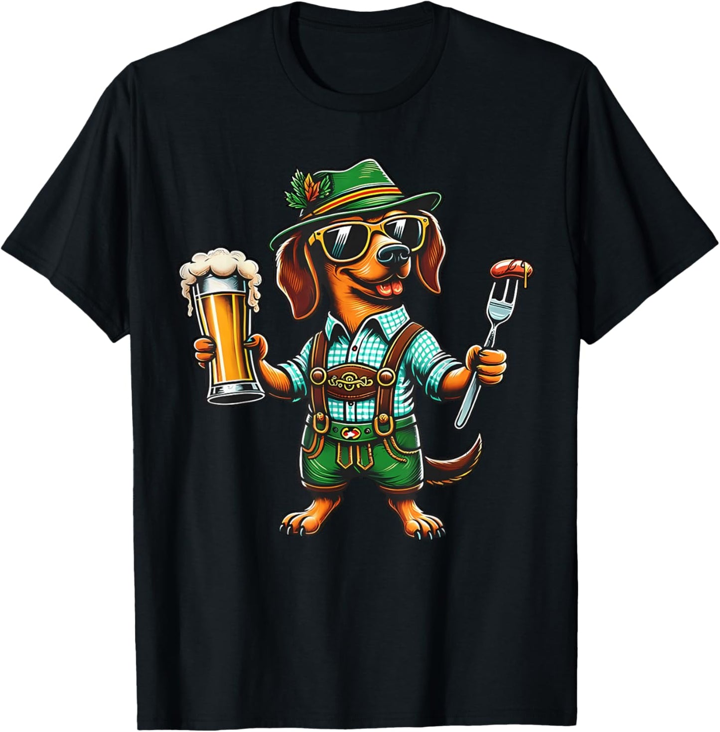 Oktoberfest Dachshund Cute Sausage Dog German Kids Men Women T-Shirt - T-Shirt | Black