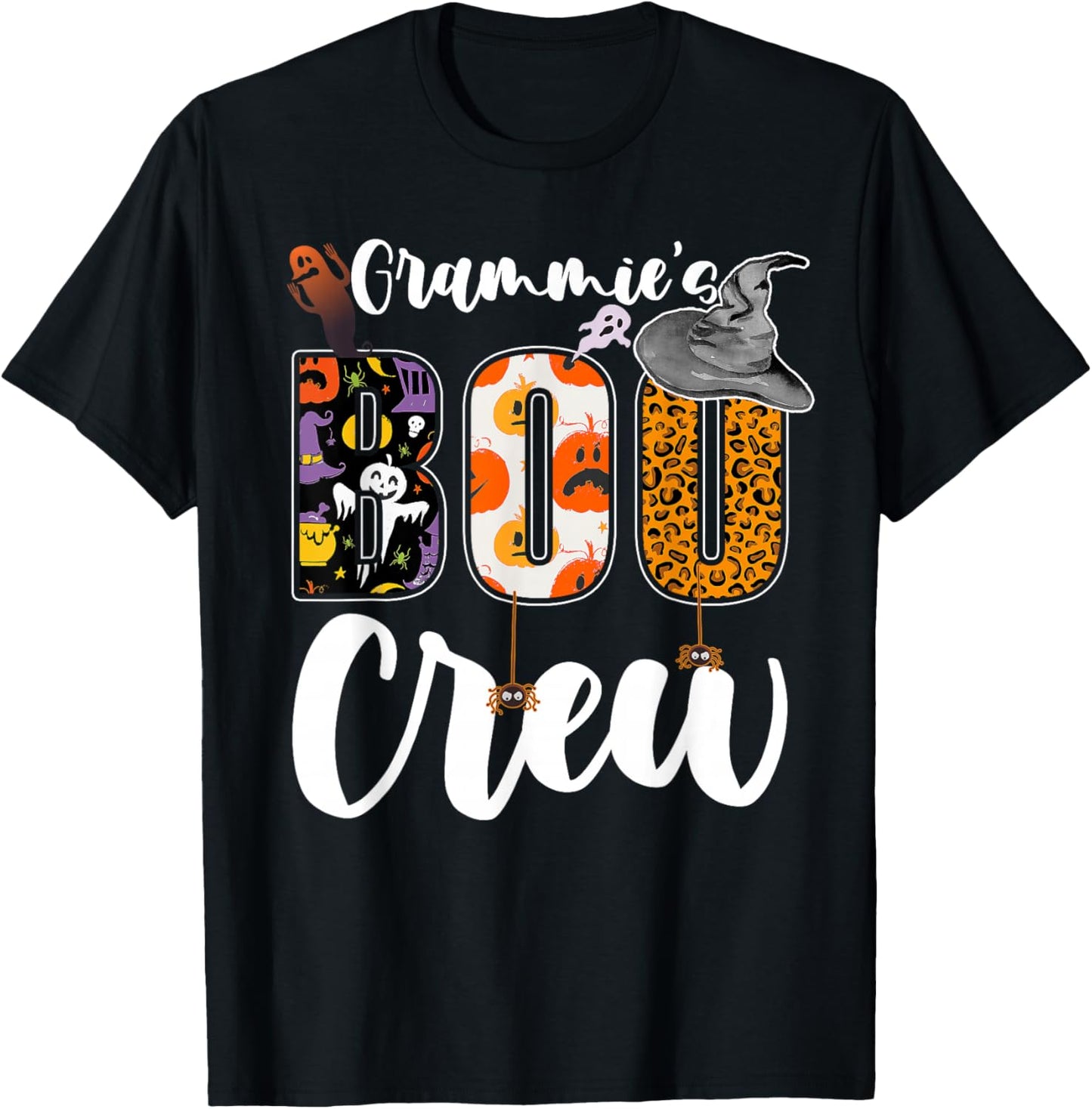 Grammie's Boo Crew Halloween Grandma Grandkids Matching T-Shirt - T-Shirt | Black
