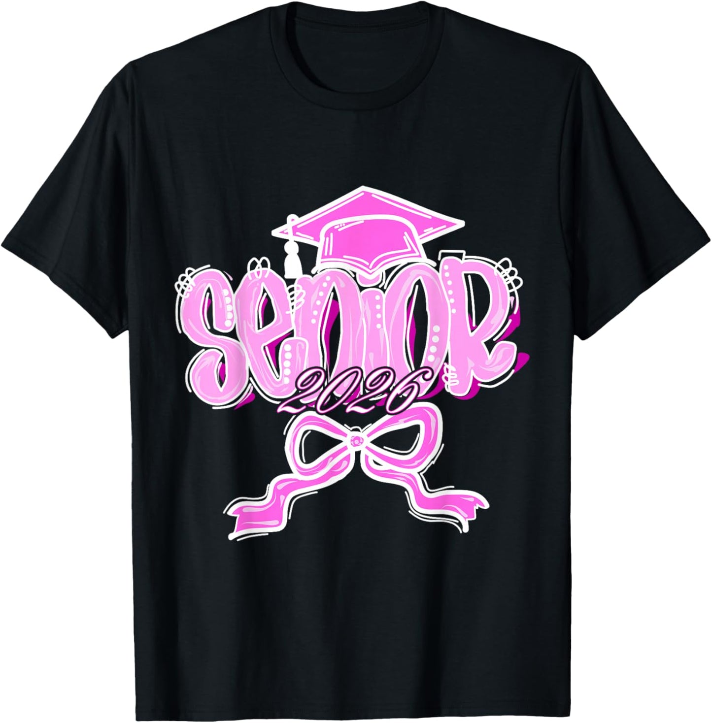 Graduation 2026 Senior 2026 Class of 2026 Coquette Pink Girl T-Shirt - T-Shirt | Black