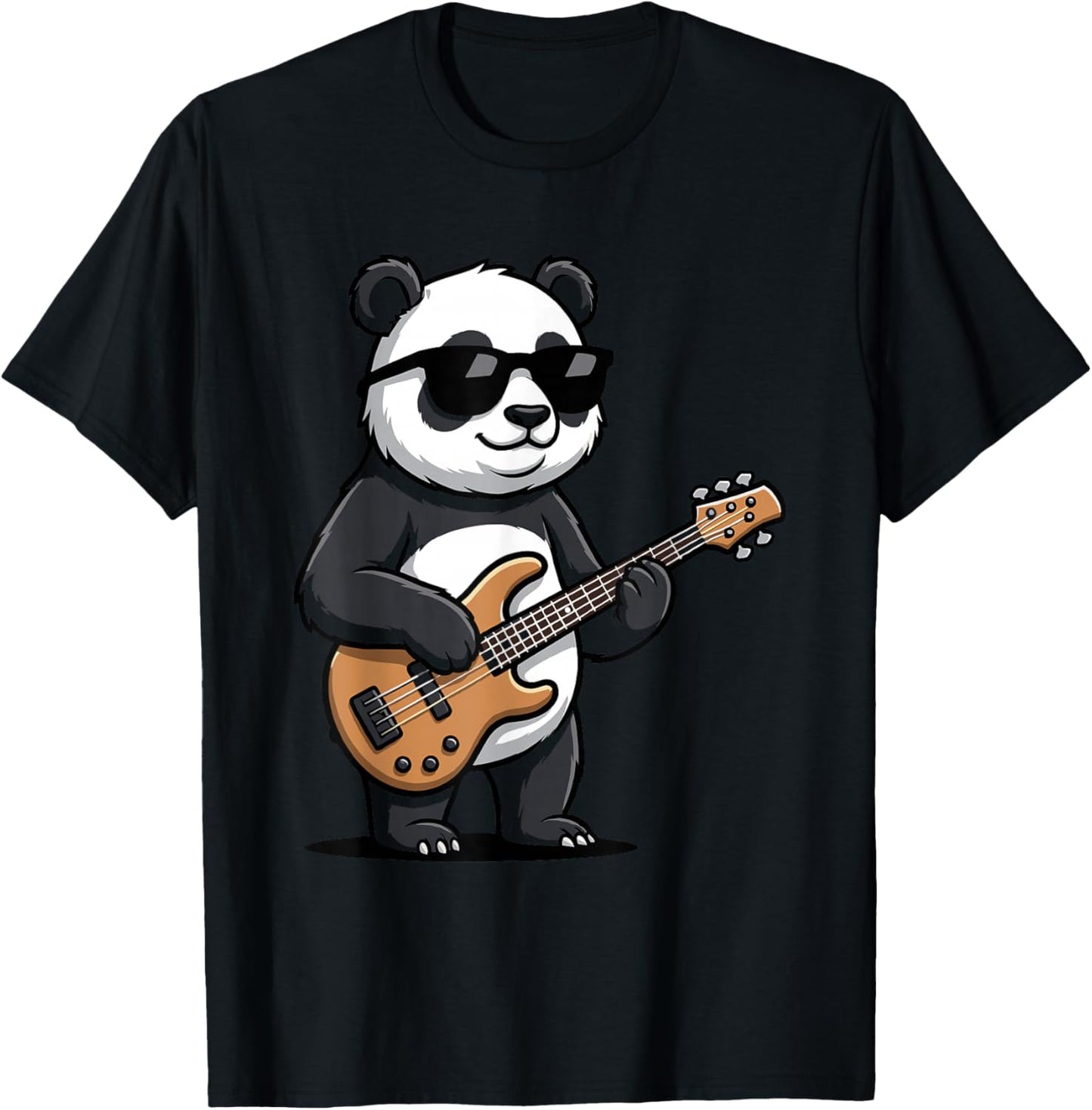 Funny Panda Playing Bass Guitar T-Shirt - T-Shirt | Black